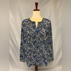 Talbots Blue Paisley Long Sleeve Blouse